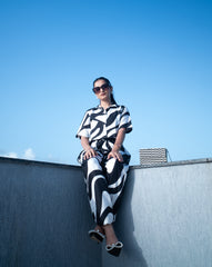 Monochrome Chic Co-ord Set – Abstract Elegance in Black