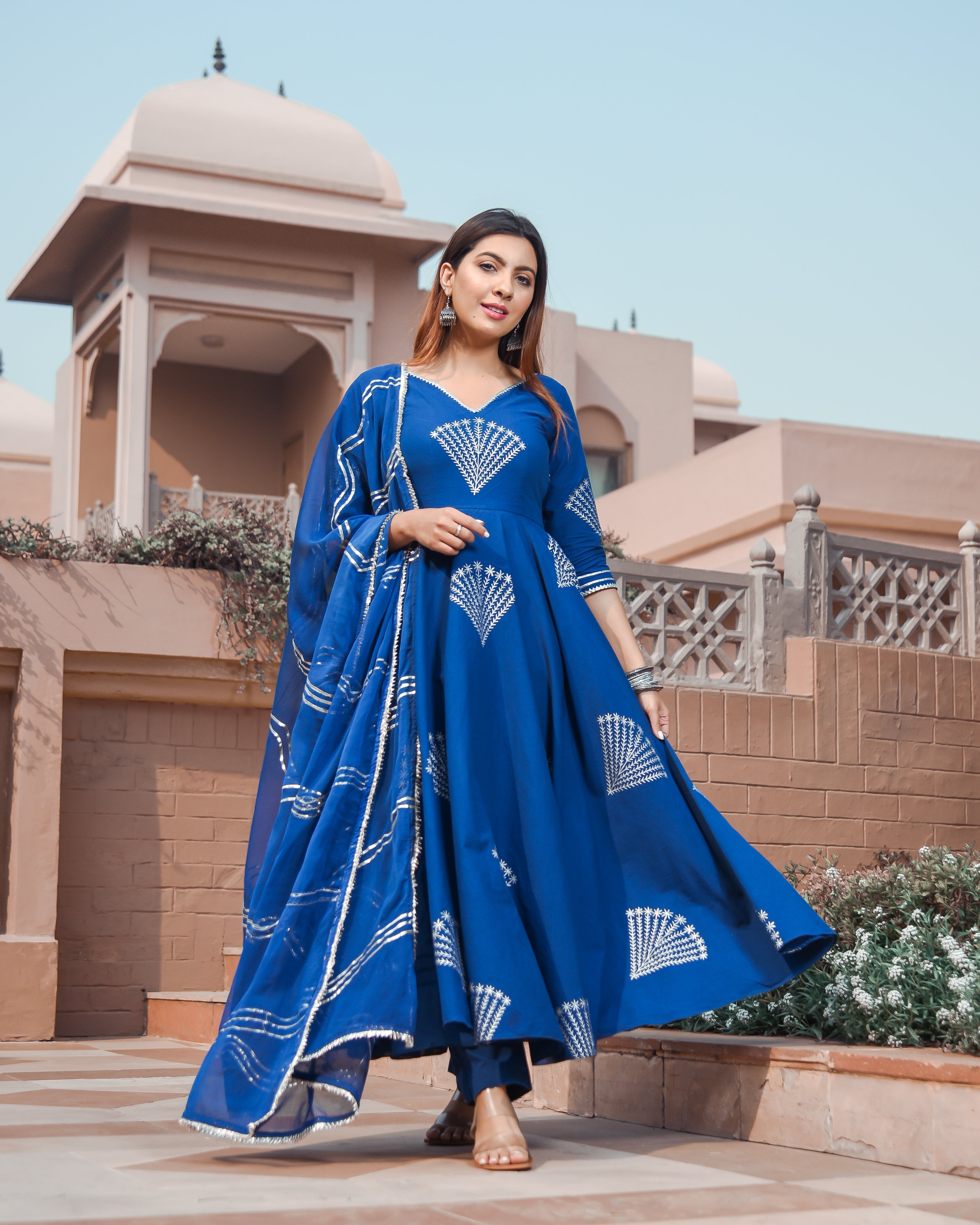 Classic Blue Handblock Suit Set