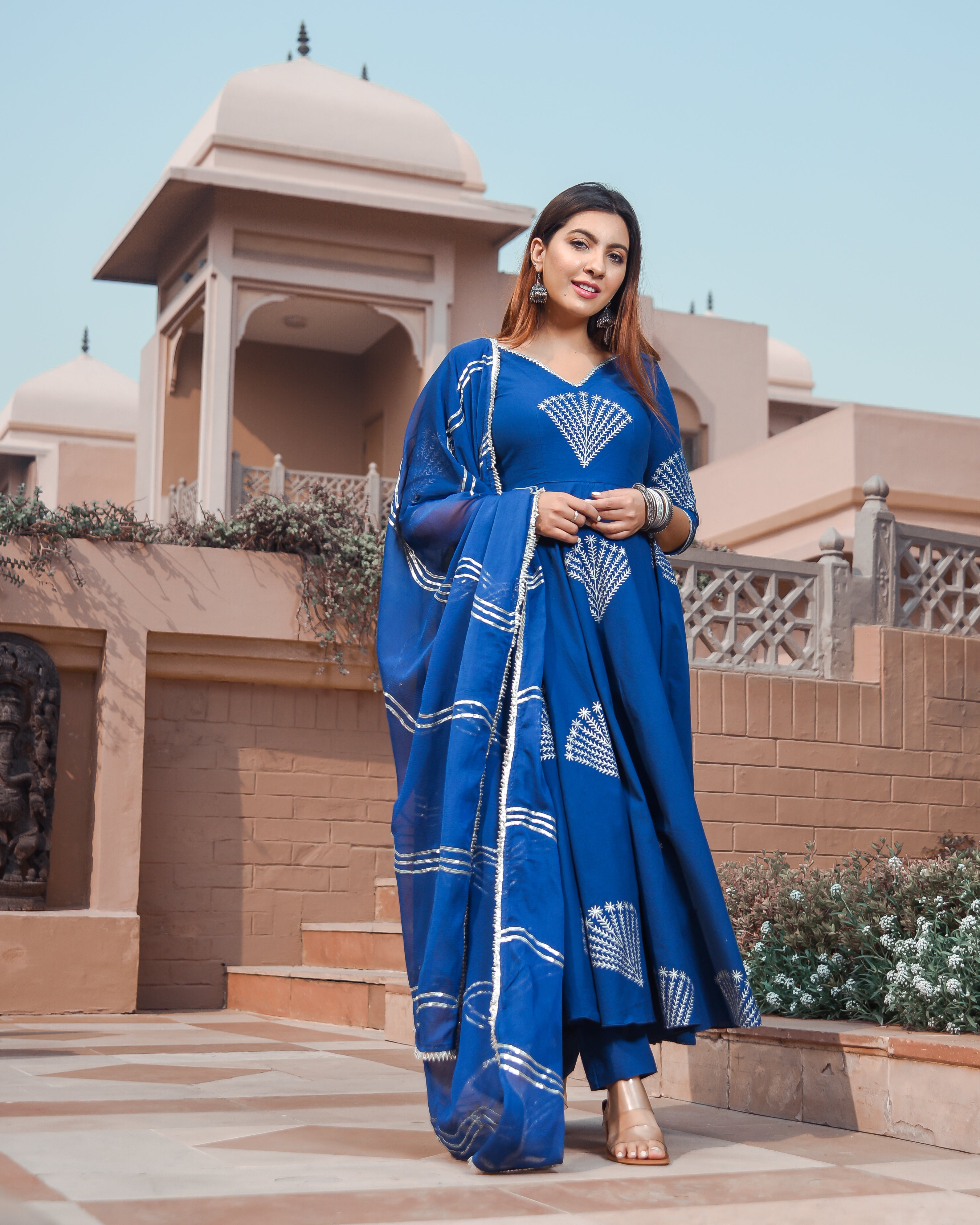 Classic Blue Handblock Suit Set