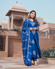 Classic Blue Handblock Suit Set