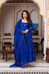 Elegant Faux Georgette Designer Suit with Thread & Sequence Work and Lace Dupatta