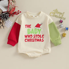 Dashing Christmas Baby Boys and Girls Sweatshirt Romper – Festive Cotton Blend Holiday Outfit