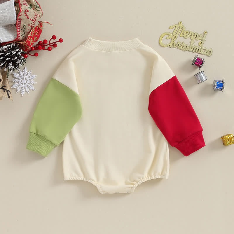 Dashing Christmas Baby Boys and Girls Sweatshirt Romper – Festive Cotton Blend Holiday Outfit
