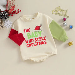 Dashing Christmas Baby Boys and Girls Sweatshirt Romper – Festive Cotton Blend Holiday Outfit