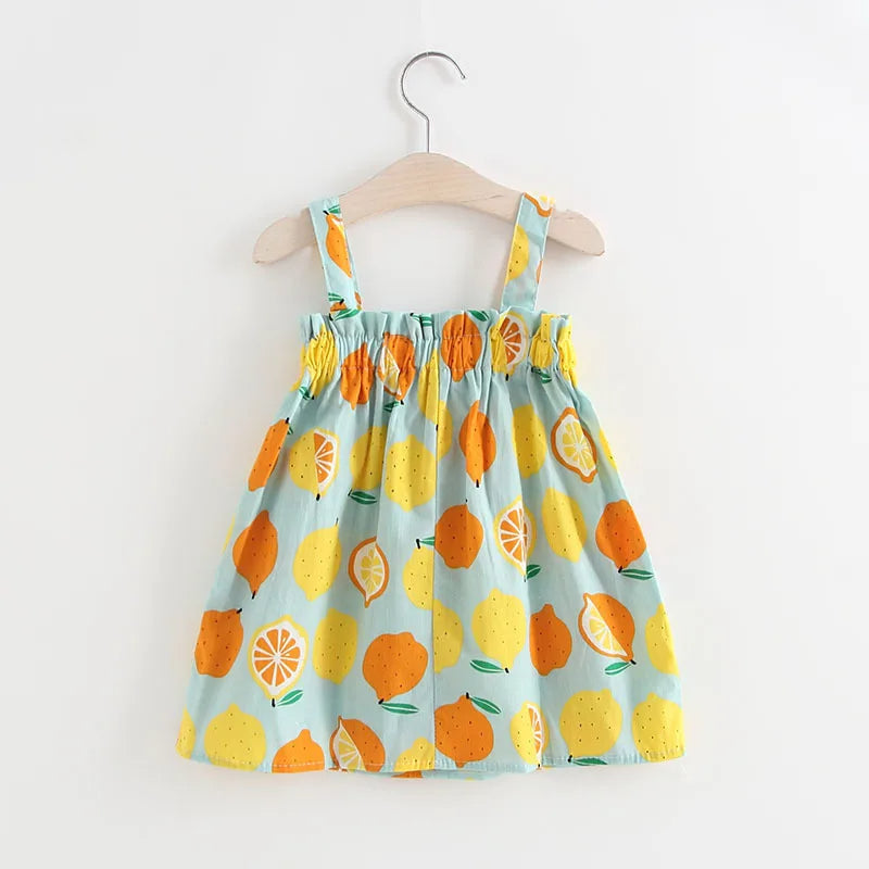 Delicate Lemon Cotton Girls Dress – Lightweight Casual and Party Wear