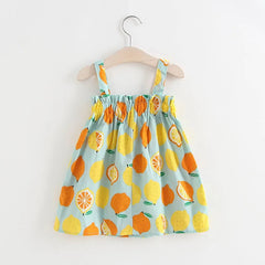 Delicate Lemon Cotton Girls Dress – Lightweight Casual and Party Wear