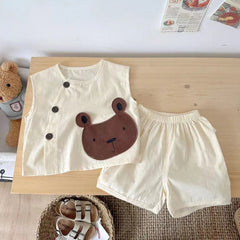 Den Sleeveless Boys Co-ord Set – Lightweight Cotton Summer Outfit for Kids
