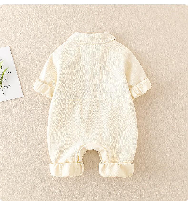 Denim Jumpsuit with 3D Teddy Bear for Baby Boys and Girls – Cute Casual Outfit