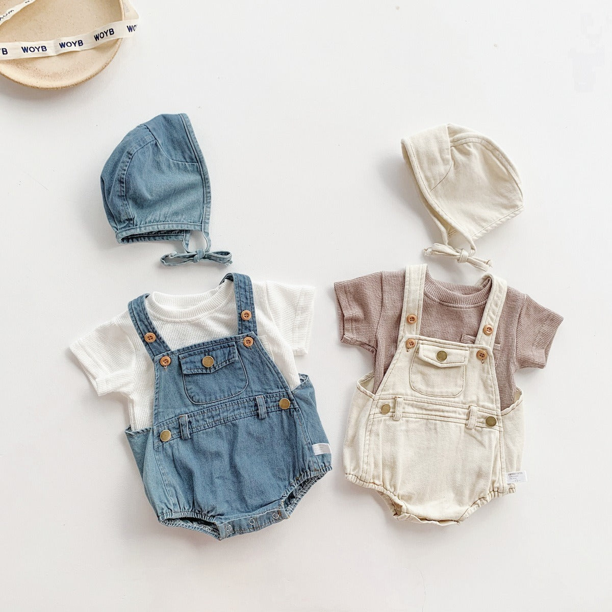 Denim Baby Romper with Matching Cap – Cute Unisex Outfit for Boys and Girls