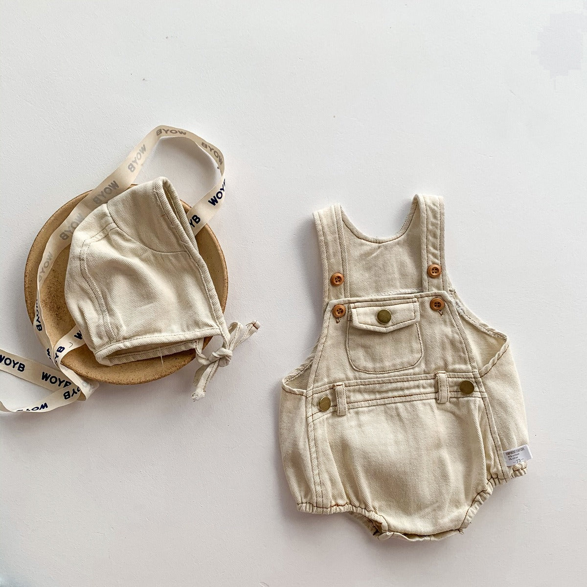 Denim Baby Romper with Matching Cap – Cute Unisex Outfit for Boys and Girls