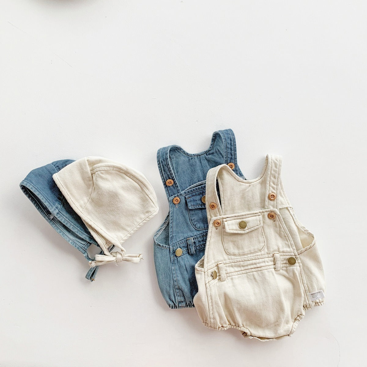 Denim Baby Romper with Matching Cap – Cute Unisex Outfit for Boys and Girls