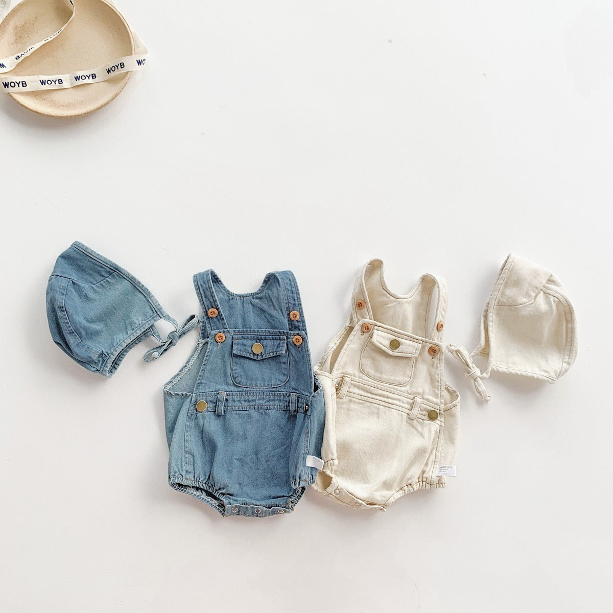 Denim Baby Romper with Matching Cap – Cute Unisex Outfit for Boys and Girls