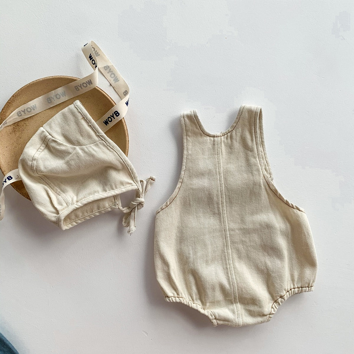 Denim Baby Romper with Matching Cap – Cute Unisex Outfit for Boys and Girls