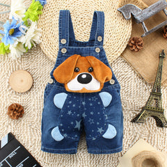 Denim Cute 3D Dog Jumpsuit for Baby Boys and Girls – Comfortable Unisex Outfit