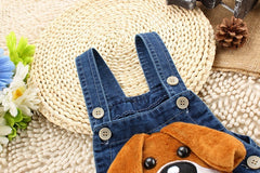 Denim Cute 3D Dog Jumpsuit for Baby Boys and Girls – Comfortable Unisex Outfit