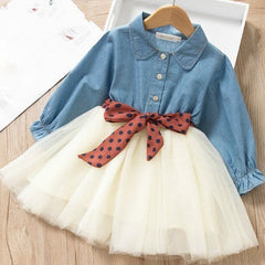 Denim Frill Style Girls Dress – Soft Cotton Blend Casual Wear