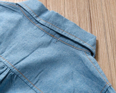 Denim Frill Style Girls Dress – Soft Cotton Blend Casual Wear