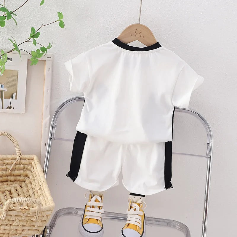 White Dino Comfy Boys Set – Soft Cotton Blend Kids Outfit for Everyday Wear