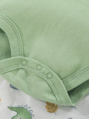 Dino Fun Baby Boy Cotton Romper Shorts and Hat Set – Cute Dinosaur Outfit for Infants