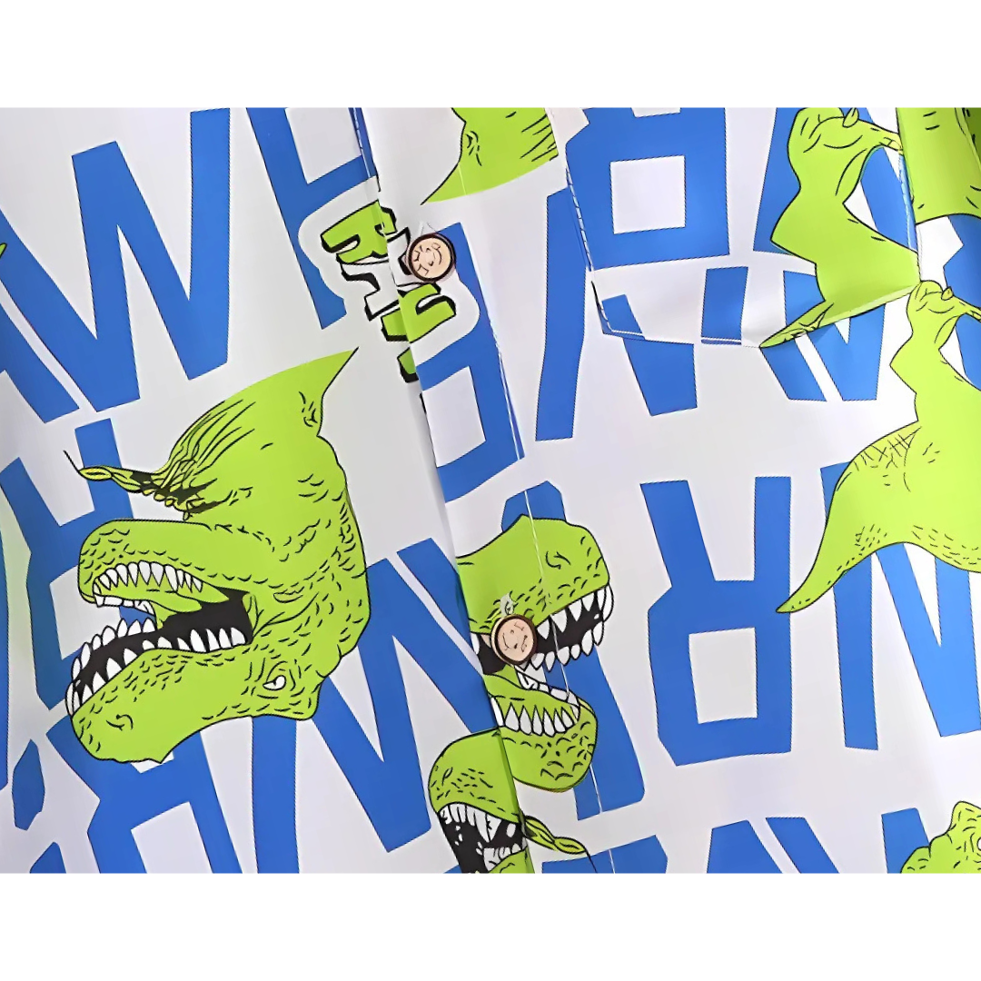 Dino Letters Boys Polyester Blend Shirt – Fun Dinosaur Graphic Top for Kids