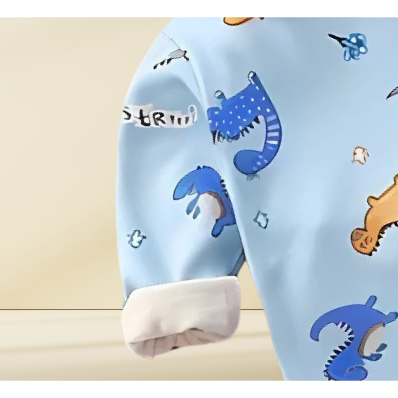 Dino World Boys Fleece-Lined Cotton Blend Outfit – Fun Dinosaur Two-Piece Set