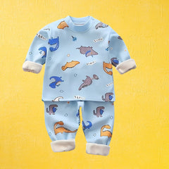 Dino World Boys Fleece-Lined Cotton Blend Outfit – Fun Dinosaur Two-Piece Set