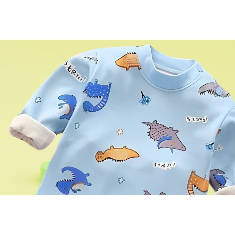 Dino World Boys Fleece-Lined Cotton Blend Outfit – Fun Dinosaur Two-Piece Set