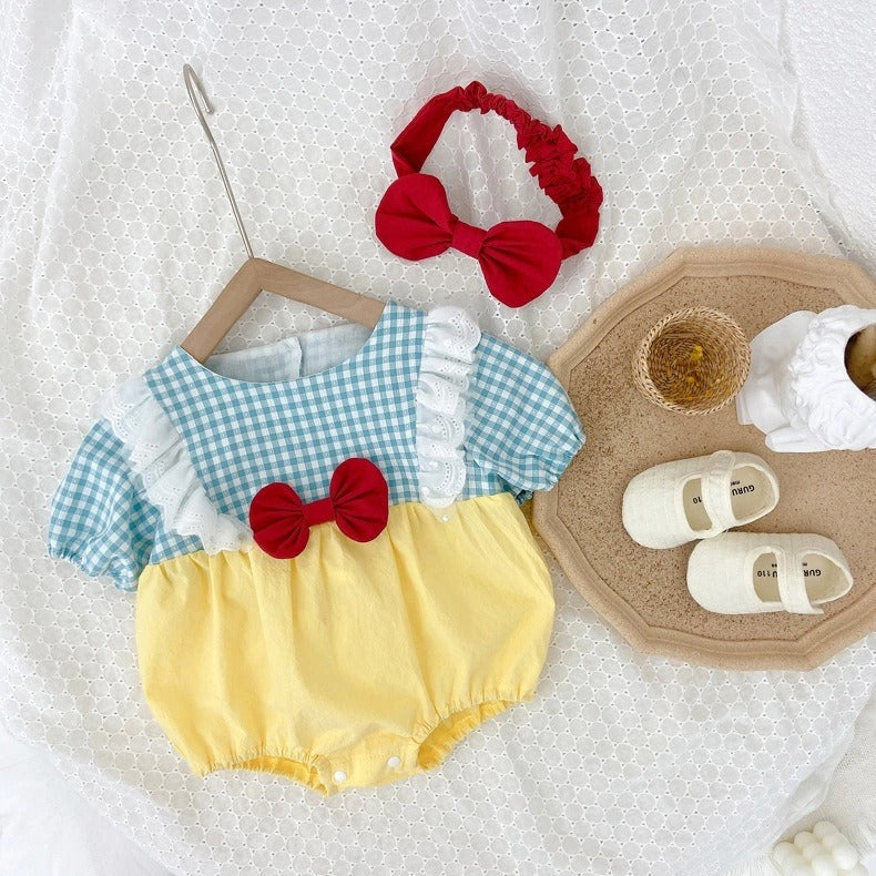 Fairy Tale Princess Baby Girls Romper with Matching Headband – Soft Cotton Outfit