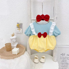 Fairy Tale Princess Baby Girls Romper with Matching Headband – Soft Cotton Outfit
