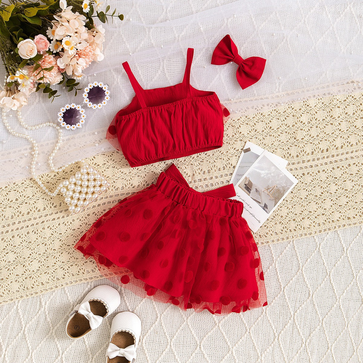 Dot and Dazzle Baby Girls Cotton Blend Outfit Set with Bow – Cute and Comfortable Clothing
