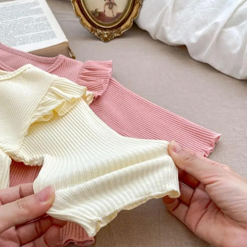 Elegant European Styled Girls Two Piece Set – Cotton Blend Top and Bottom Outfit