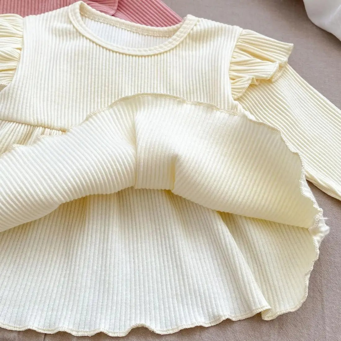 Elegant European Styled Girls Two Piece Set – Cotton Blend Top and Bottom Outfit