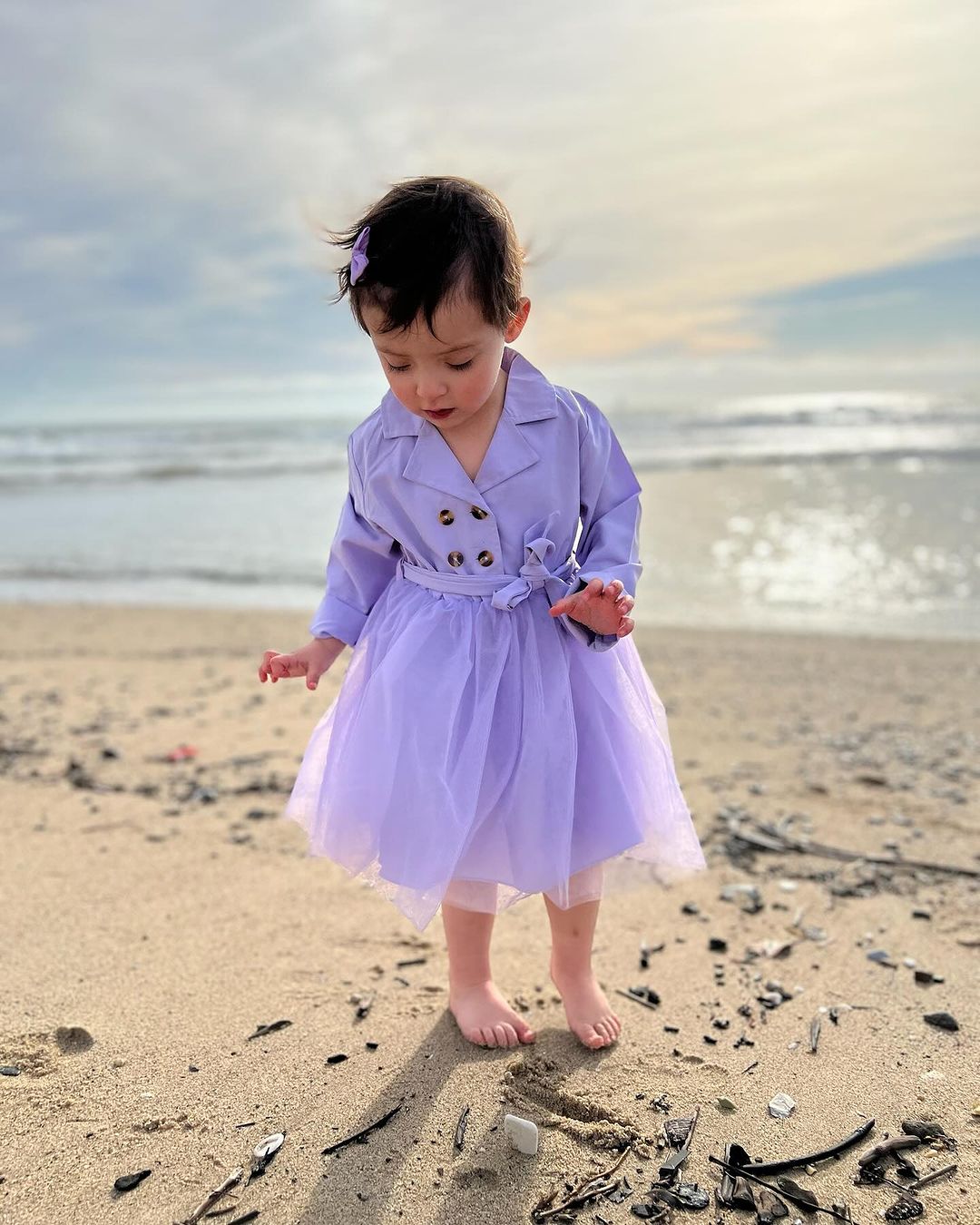 Elegant Lavender Stylish Girls Dress – Soft Cotton Blend Party Wear