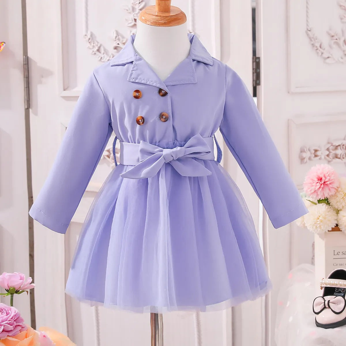 Elegant Lavender Stylish Girls Dress – Soft Cotton Blend Party Wear