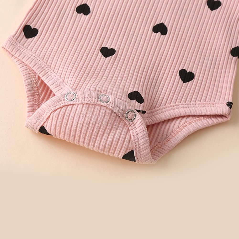Ruffle Sleeves Baby Girls Romper & Pant Set with Head Bow – Soft Cotton Outfit