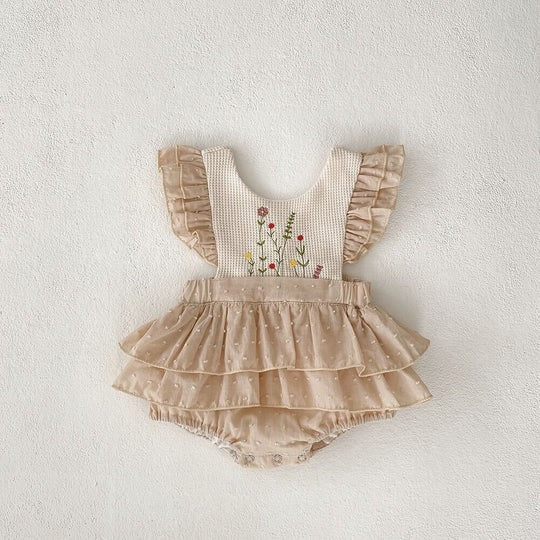 Elina Soft Ruffle Baby Girls Romper Dress – Comfortable Cotton Outfit