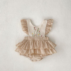Elina Soft Ruffle Baby Girls Romper Dress – Comfortable Cotton Outfit