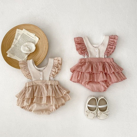 Elina Soft Ruffle Baby Girls Romper Dress – Comfortable Cotton Outfit