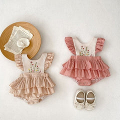 Elina Soft Ruffle Baby Girls Romper Dress – Comfortable Cotton Outfit