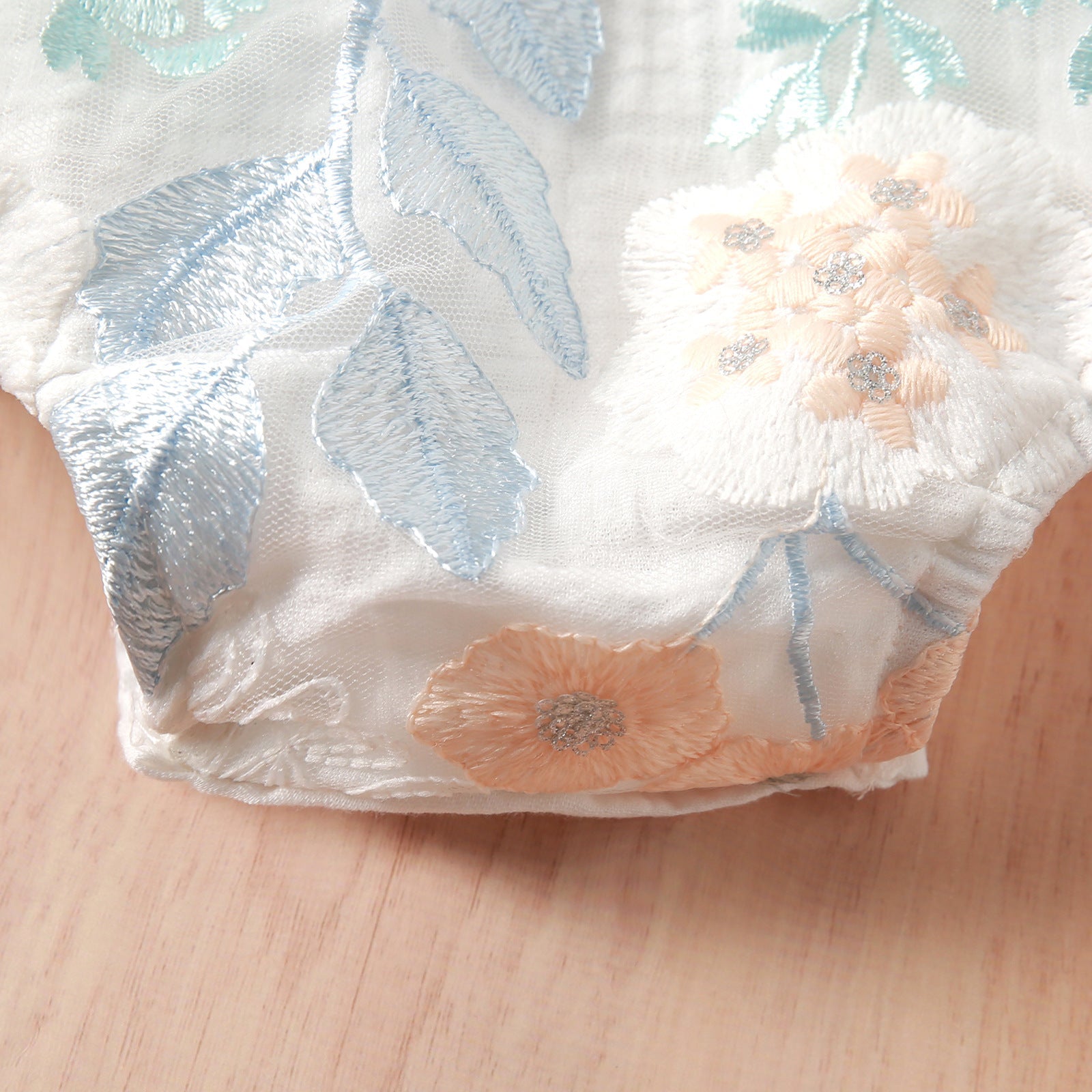 Embroidered Baby Girls Party Romper – Soft Cotton with Delicate Net Overlay