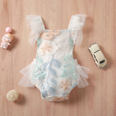 Embroidered Baby Girls Party Romper – Soft Cotton with Delicate Net Overlay