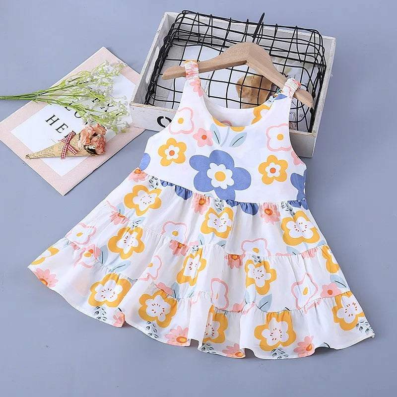 Everyday Colourful Girls Flower Dress – Jubilant Cotton Blend Casual Wear