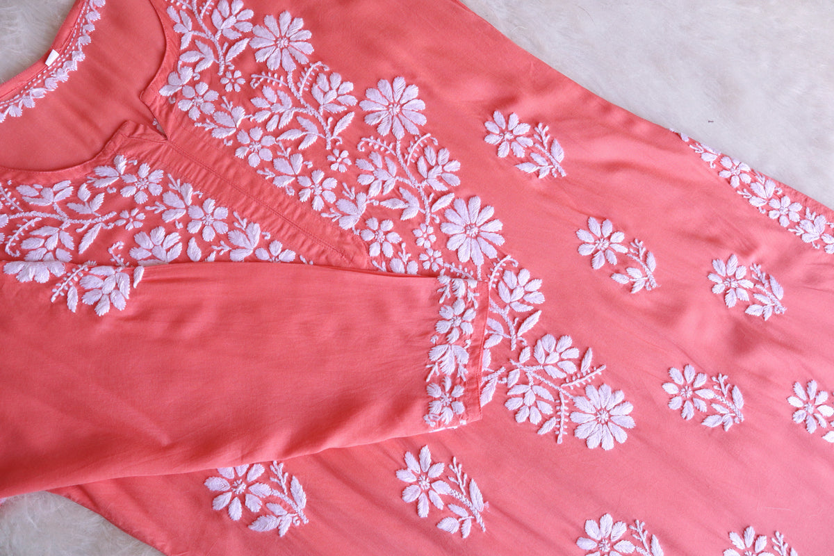 Lali Modal Chikankari Kurti Set
