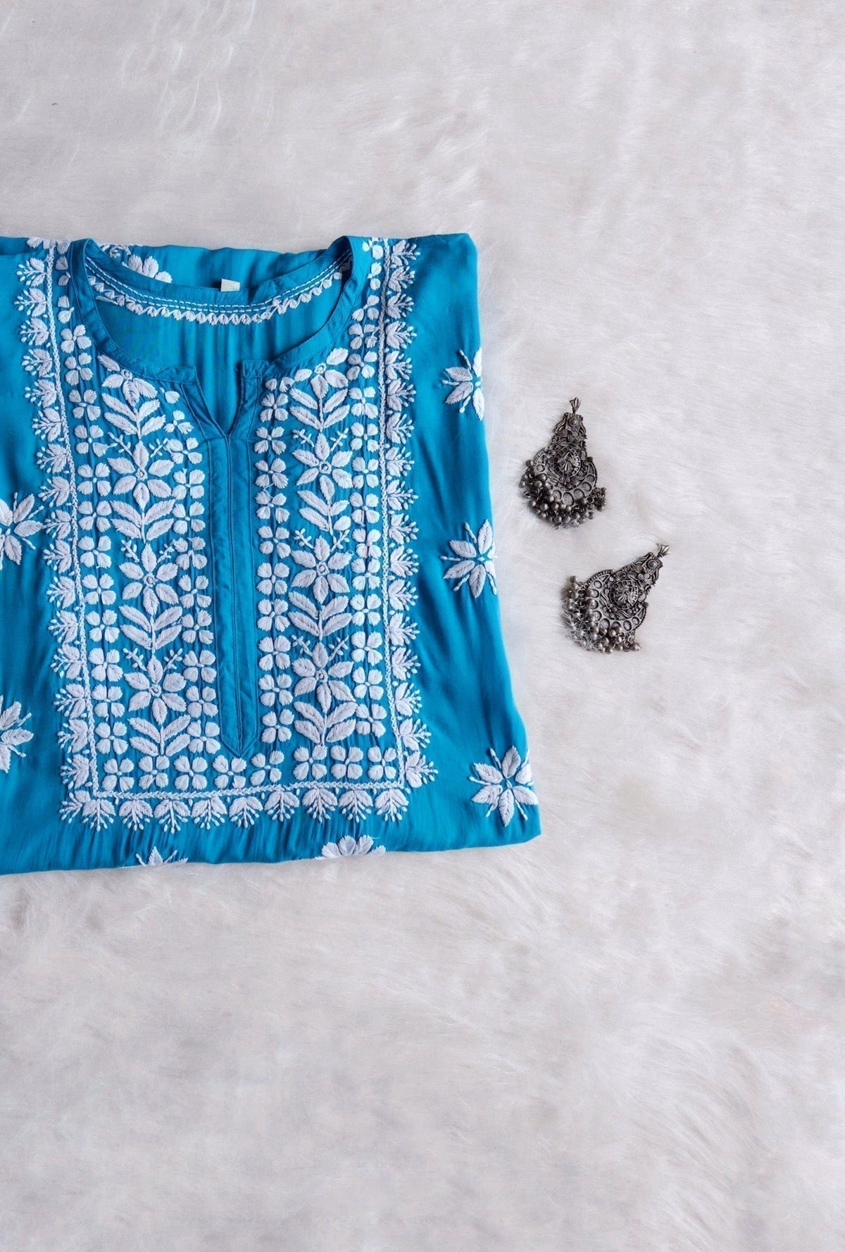 Saira Turquoise Blue Long Modal Kurta