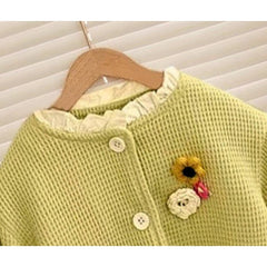 Fancy Balloon Sleeved Floral Girls Top – Stylish Cotton Blend Blouse