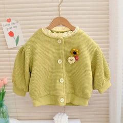 Fancy Balloon Sleeved Floral Girls Top – Stylish Cotton Blend Blouse