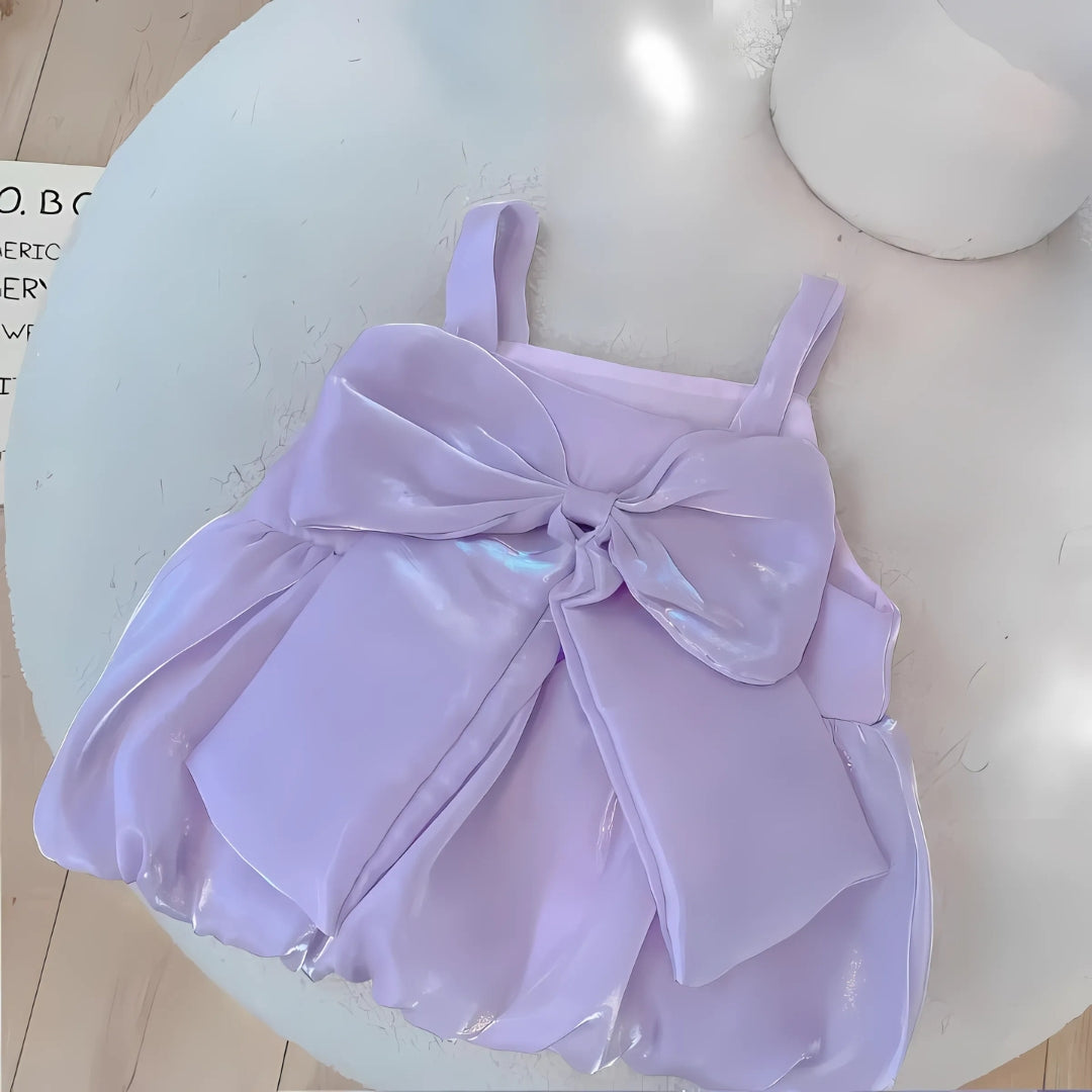 Festive Lavender Princess Girls Dress – Elegant Cotton Liner Party Wear