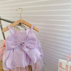 Festive Lavender Princess Girls Dress – Elegant Cotton Liner Party Wear