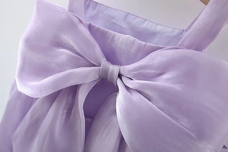 Festive Lavender Princess Girls Dress – Elegant Cotton Liner Party Wear