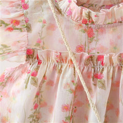 Floral Fantasy Girls Cotton Blend Dress with Sling Bag – Stylish Party and Casual Wear